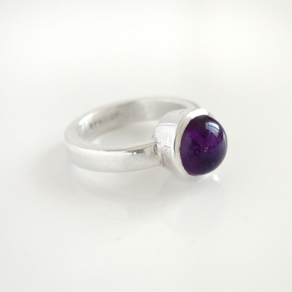 Bague indienne argent et améthyste
