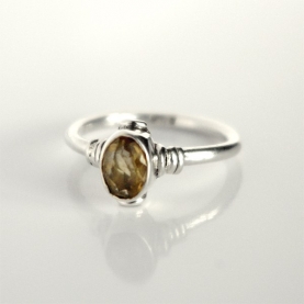 Indian silver ring and citrine T56