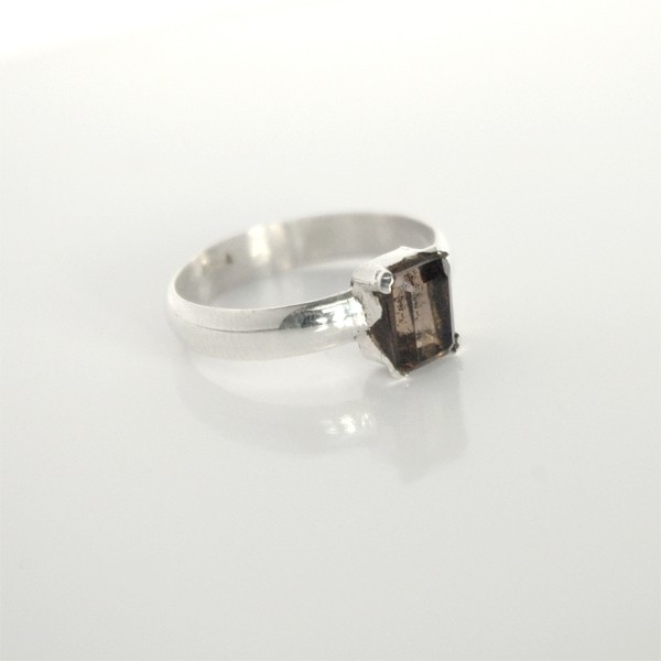 Indian silver and smokey topaze ring T60