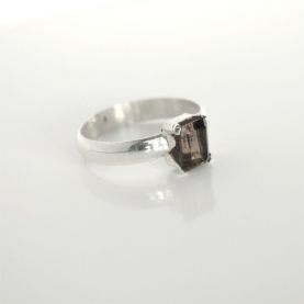 Indian silver and smokey topaze ring T60