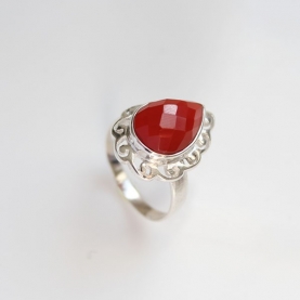 Indian silver ring with cornelian T8