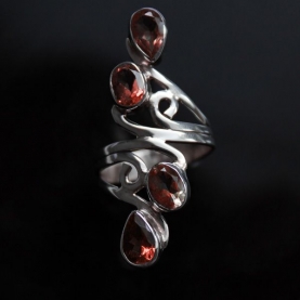 Indian silver ring and garnets