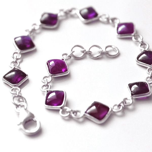Bracelet indien argent et pierres d'Améthyste