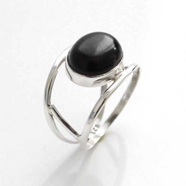 Bague indienne argent et onyx noire