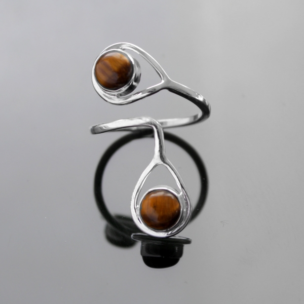 Bague indienne argent et 2 Oeil de tigre