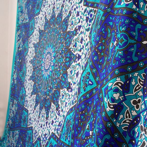 Indian cotton wall hanging Mandala blue