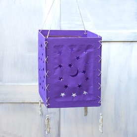 Indian handicraft paper lamp Stars purple
