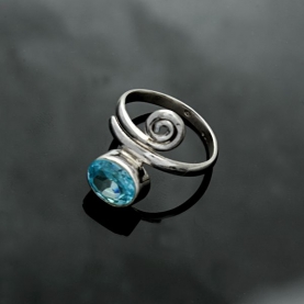 Indian silver ring and blue topaze S6