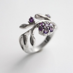 Indian silver ring and amethyst  stone S7