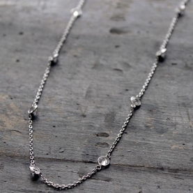 Silver and zircons Indian necklace