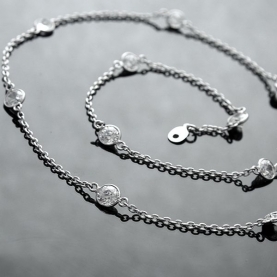 Silver and zircons Indian necklace