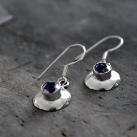 Silver and amethysts Indian earrings