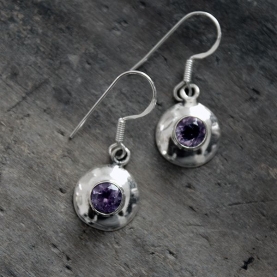 Silver and amethysts Indian earrings