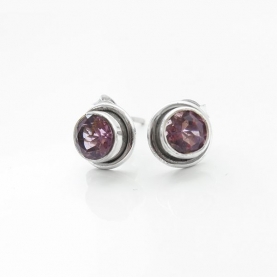 Silver and amethysts Indian studs