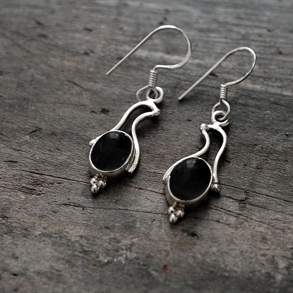 Silver And Black Onyx Earrings By Pankaj Indian Online Jewelry Silver And Black Onyx Indian Earrings
