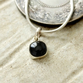Silver and black onyx Indian pendant