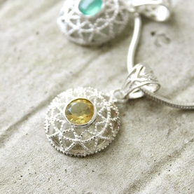 Silver and citrine stone Indian pendant