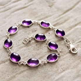 Bracelet indien argent et améthystes