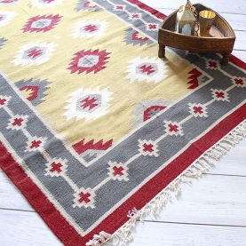 Indian carpet jute and wool beige Dari