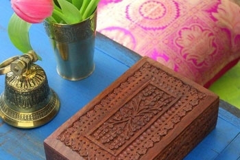 Om Symbol Indian Yoga Meditation Protection Box Handmade Mango